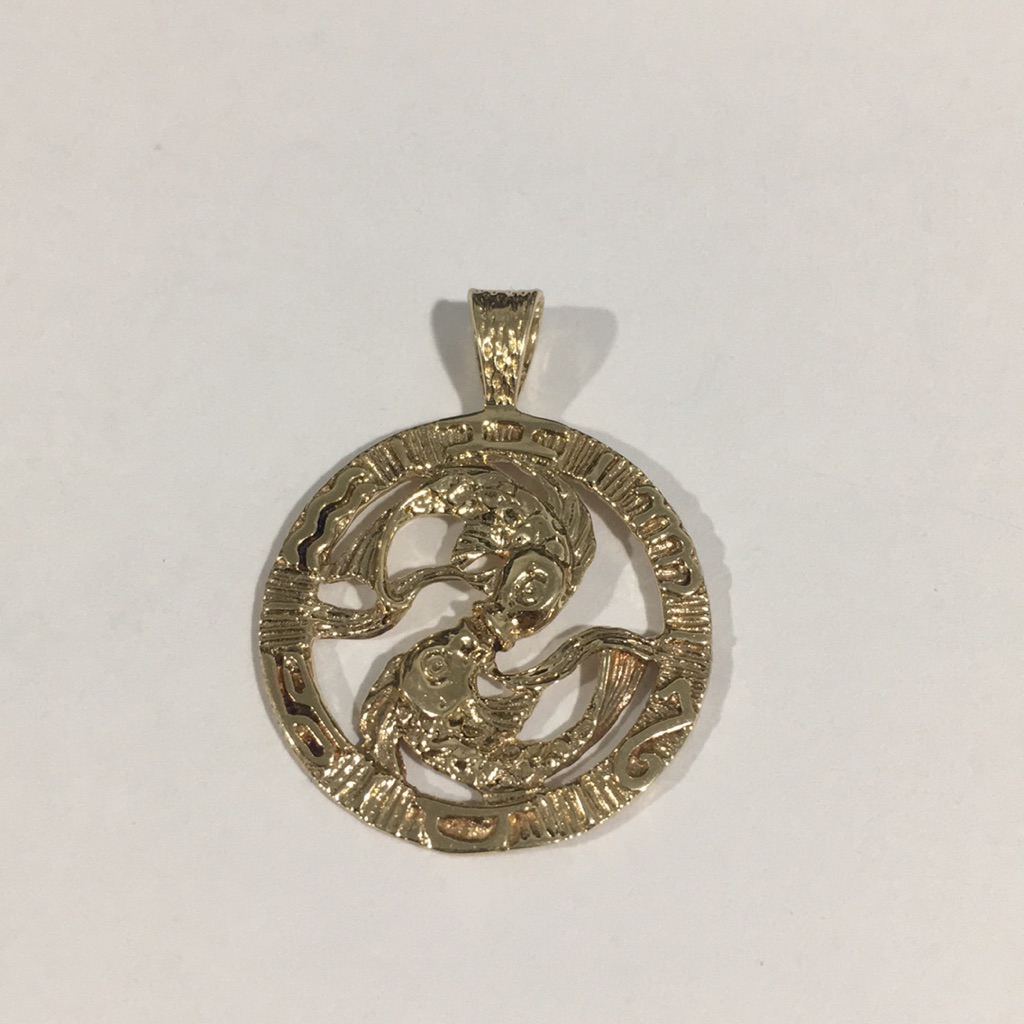 14k Yellow Gold Pisces Zodiac Horoscope Sign Pend